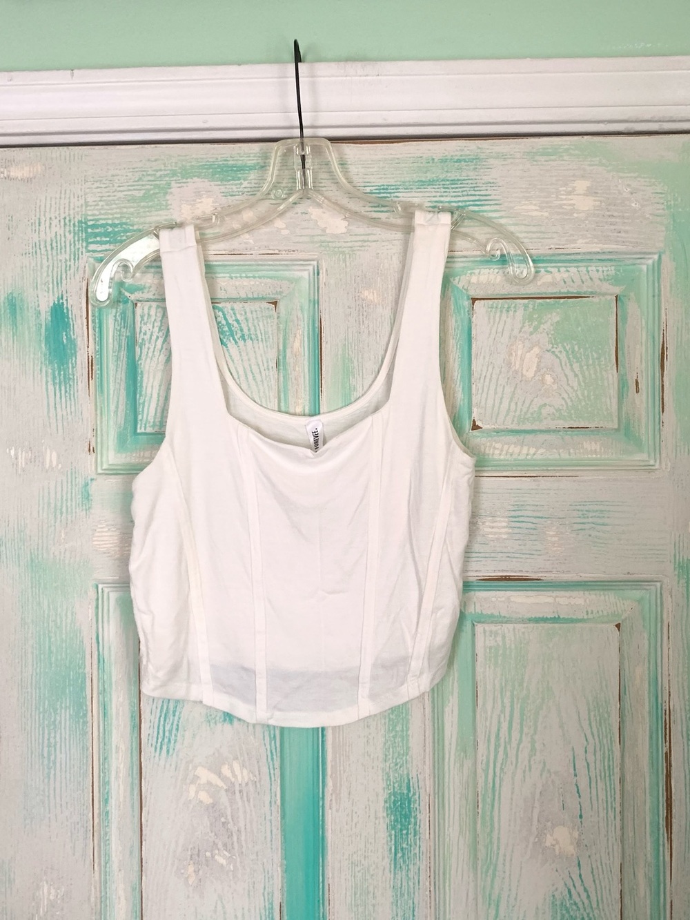Pebby Forevee White Keep Your Composure Corset Tank Top Large